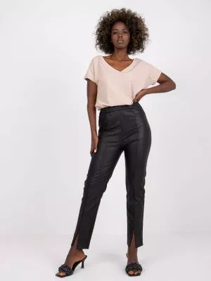 Pantaloni dama piele ecologica negru - pantaloni scurti