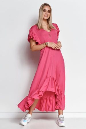 Rochie de zi asimetrica  pink - rochii de zi