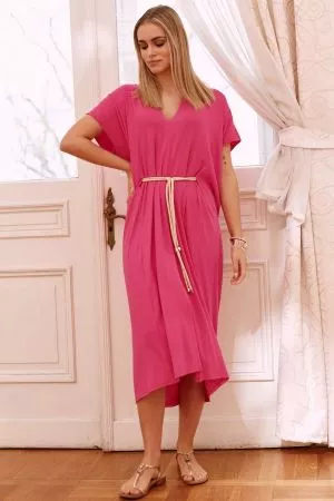 Rochie de zi supradimensionata  pink - rochii de zi