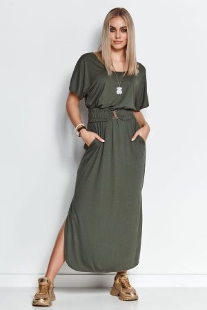 Rochie de zi maxi  verde - rochii de zi