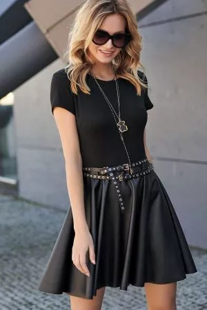 Rochie de zi evazata  negru - rochii de zi