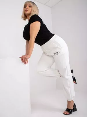 Pantaloni trening dama plus size alb - pantaloni