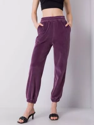 Pantaloni trening dama din catifea violet - pantaloni