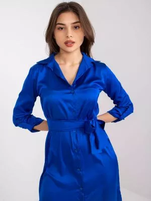 Rochie tip camasa albastru - rochii de zi