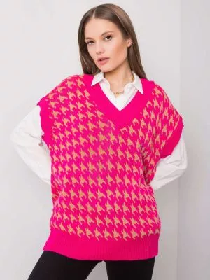Pulover dama tip vesta roz - pulovere
