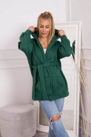 Cardigan dama cu gluga  verde - cardigane