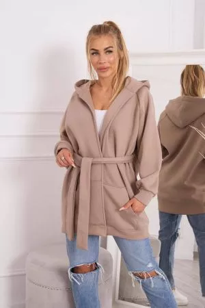 Cardigan dama cu gluga  bej - cardigane