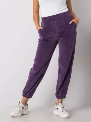 Pantaloni trening dama din catifea violet - pantaloni
