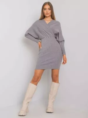 Rochie de zi tricotata gri - rochii de zi