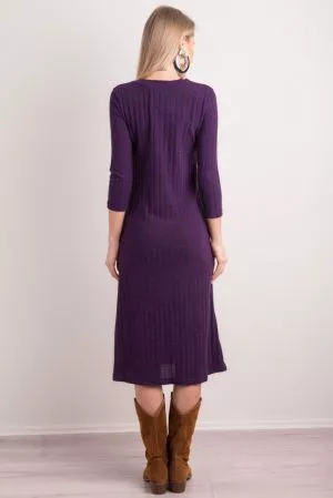 Rochie de zi tricotata violet - rochii de zi