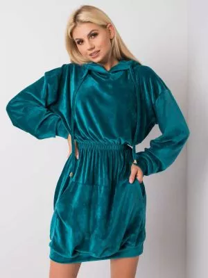 Rochie de zi din catifea verde - rochii de zi